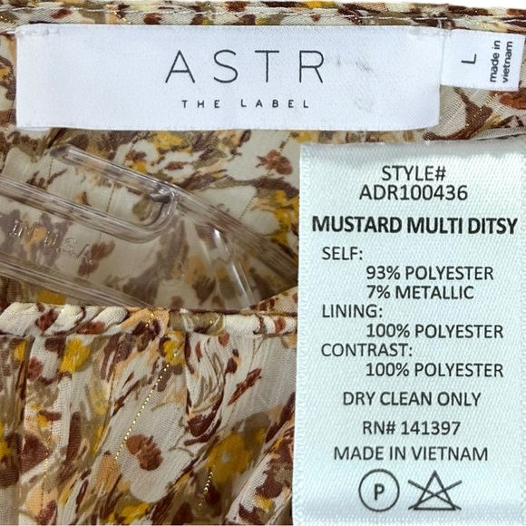 ASTR - Women’s 'Flutter Sleeve Maxi Dress' in Mustard Ditsy Floral- Yellow Large - Picture 7 of 13